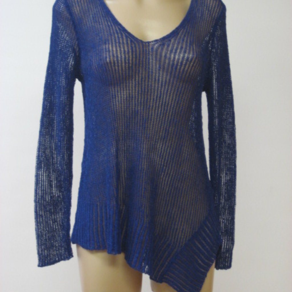 Eileen Fisher Airy Linen Asymmetrical Stretch Top Sweater Xs X Small Nwt $218